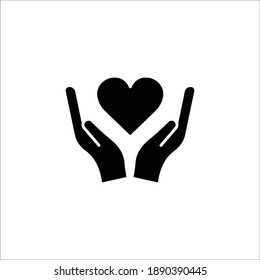 Hand icon with heart. symbol of love. simple design editable. Design template vector