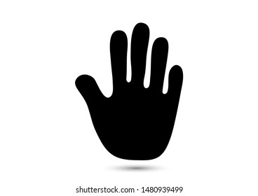 Hand icon. Helping hands silhouette on a white background. Warning gesture with an open palm label. Vector illustration for your design.