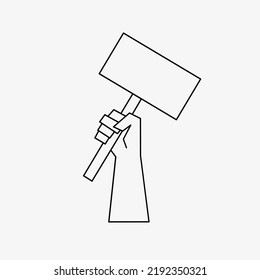 hand icon holding signboard isolated on white background