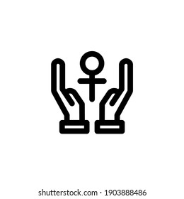 Hand icon holding Venus symbol. Icon design for international women's day celebrations