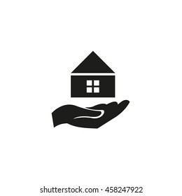 hand with icon of home, vector illustration