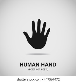 Значок руки. Человеческая рука черный силуэт. Векторная иллюстрация.