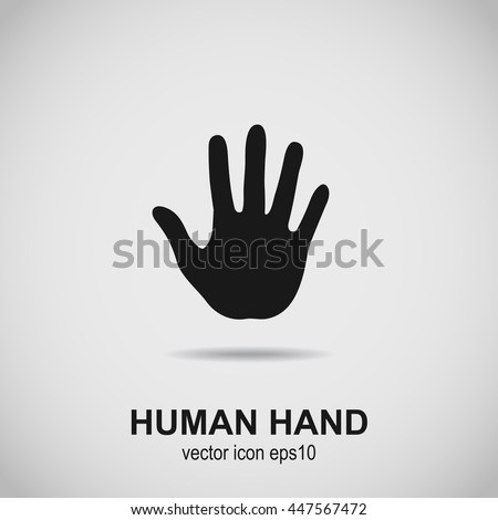 Hand icon. Human hand black silhouette. Vector illustration.