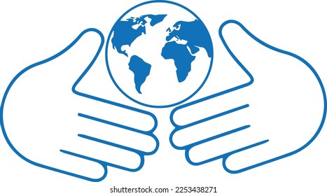 Hand icon, human hand icon blue vector