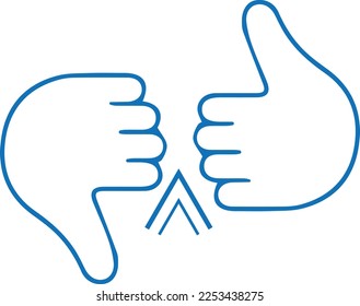 Icono de mano, icono de mano humana vector azul