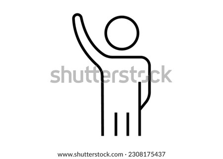 hand up icon. human icon lifting  hand. icon related to answering or participating person educational or journalist. Line icon style design. Simple vector design editable