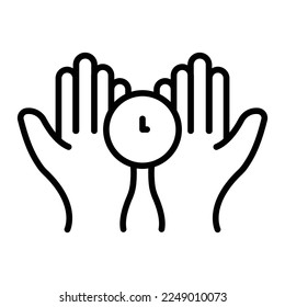 Hand icon illustration clock. suitable for safe time icon. line icon style. simple vector design editable