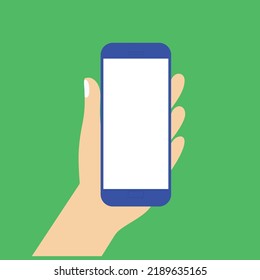 hand icon illustration design of a person holding a smartphone. isolated on a green background.
