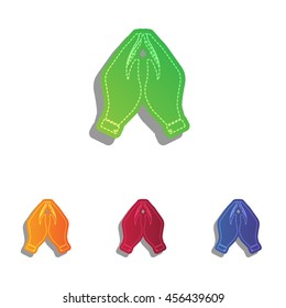 Hand icon illustration. Prayer symbol. Colorfull applique icons set.