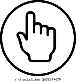 Hand Icon with Index Finger Pointing Up Inside Circle.	