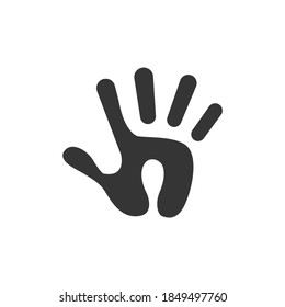 Hand Icon Isolated on Black and White Vector Graphic