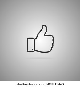 Hand icon isolated on a gray background. Contour style. Vector illustration.