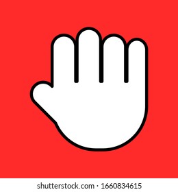 hand icon isolated on red background. vector illustration