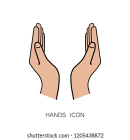 Hand Icon isolated on White Background. Vector Illustration. Line Style. Simple Silluette of Hand