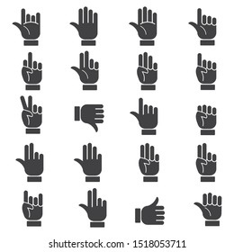 hand icon isolated sign symbol vector illustration, different hands, gestures, signals and signs.