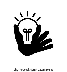 Handsymbol mit Glühbirne. Ideensymbol. Bearbeitbarer Strich. einfache Illustration Mobile Concept App Icon und Web Design. Vorlagenvektor erstellen