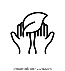 Icono de mano con hoja. Ecológico. estilo de icono de línea. adecuado para el icono de ecología. diseño simple editable. vector de plantilla de diseño