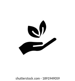 Hand Icon With Leaf. Symbol To Plant. Simple Design Editable. Design Template Vector