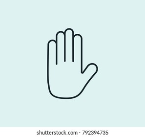 Hand icon line isolated on clean background. Palm concept drawing icon line in modern style. Vector illustration for your web site mobile logo app UI design.