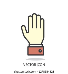 hand up icon - line sign, vector illustration eps10