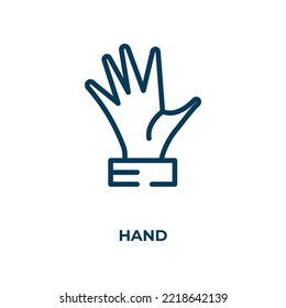 Hand-Symbol. Lineare Vektorgrafik. Umreißende Hand Symbol Vektor. Dünnliniensymbol für Web- und mobile Apps, Logo, Printmedien.