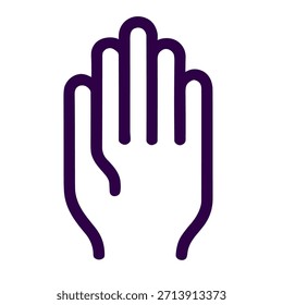 Hand icon icon. A linear vector illustration of hand icon isolated on white background.