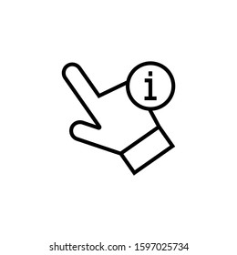 Hand Icon In Lineart Style On White Background, Gestures Icon With Information Sign, Hand Icon And About, Faq, Help, Hint Symbol. Button, Finger, Help, Hint, Icon, Computer, Know, About, Aiming, Arm, 