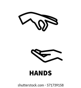 Hand icon or logo in modern line style. High quality black outline pictogram for web site design and mobile apps. Vector illustration on a white background.