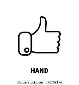 Hand icon or logo in modern line style. High quality black outline pictogram for web site design and mobile apps. Vector illustration on a white background.