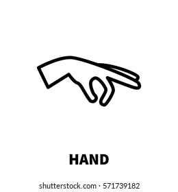 Hand icon or logo in modern line style. High quality black outline pictogram for web site design and mobile apps. Vector illustration on a white background.