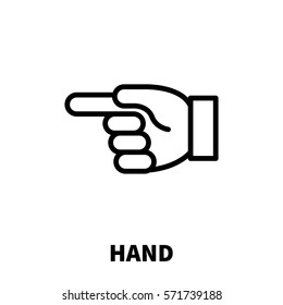 Hand icon or logo in modern line style. High quality black outline pictogram for web site design and mobile apps. Vector illustration on a white background.