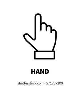 Hand icon or logo in modern line style. High quality black outline pictogram for web site design and mobile apps. Vector illustration on a white background.