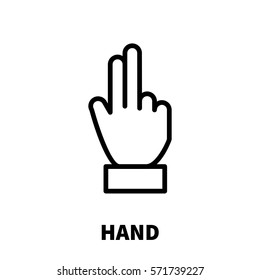 Hand icon or logo in modern line style. High quality black outline pictogram for web site design and mobile apps. Vector illustration on a white background.