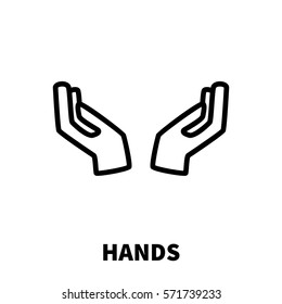 Hand icon or logo in modern line style. High quality black outline pictogram for web site design and mobile apps. Vector illustration on a white background.