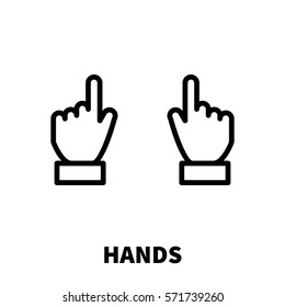 Hand icon or logo in modern line style. High quality black outline pictogram for web site design and mobile apps. Vector illustration on a white background.