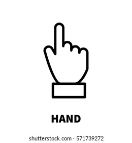 Hand icon or logo in modern line style. High quality black outline pictogram for web site design and mobile apps. Vector illustration on a white background.