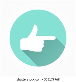 Hand - icon with long shadow, flat design. Vector illustration