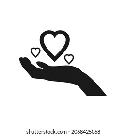 hand icon with love shape on white background
