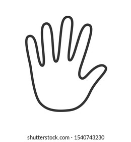 Hand icon made in an outline style isolated on whiate background. Identification sign. Editable stroke. Vector design template.