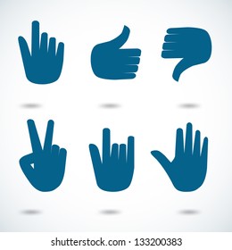 Hand icon in many characters, easy to change color. Vector illustration.