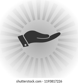 Hand icon n modern geometric style with construction lines. Isolated vector illustration of human hands.