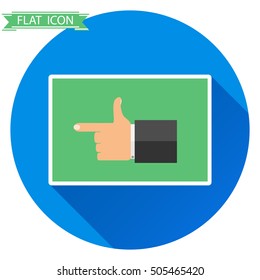 A hand icon, the icon OK, thumb up. Flat design, vector illustration. Vector.