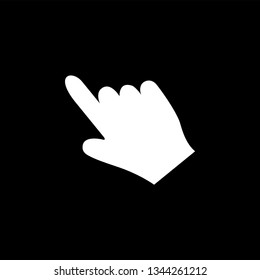 Hand Icon On Black Background. Black Flat Style Vector Illustration.