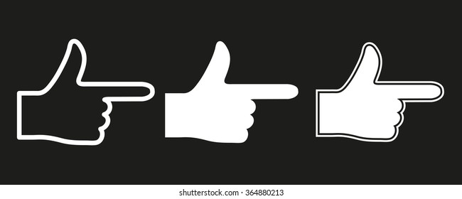 Hand   icon  on black background. Vector illustration.