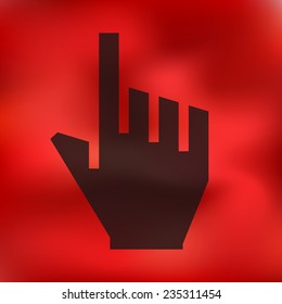 hand icon on blurred background