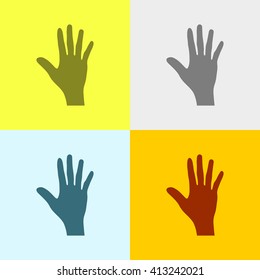 Hand Icon on Four Different Backgrounds. Eps-10.