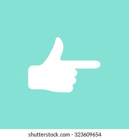 Hand   icon on green background. Vector illustration.