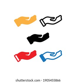 Hand icon on white and color background. Vector illustration