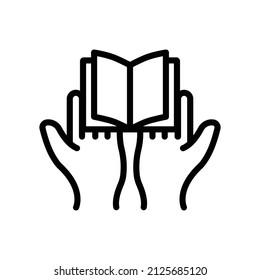 Hand icon with open book. line icon style. suitable for Literature icon, education. simple design editable. Design template vector