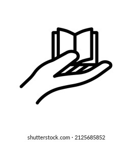 Hand icon with open book. line icon style. suitable for Literature icon, education. simple design editable. Design template vector